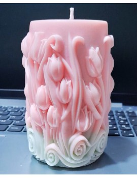 Soya wax el yapımı Lale desenli mum